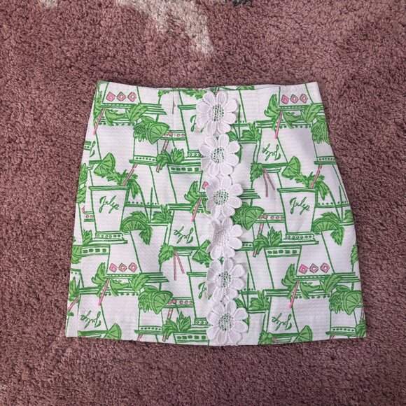 Lilly Pulitzer Just Add Mint Julep Skirt Size 4 Pink Green White Style 52577 - Picture 2 of 8